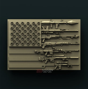 USA GUNS FLAG 3D STL 3DWave